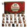 Cute Cat Collection Christmas Advent Calendar, 24 Day Countdown with Ornaments, Calendar for Girls 2D Acrylic Kitty Holiday Decorations, Gift
