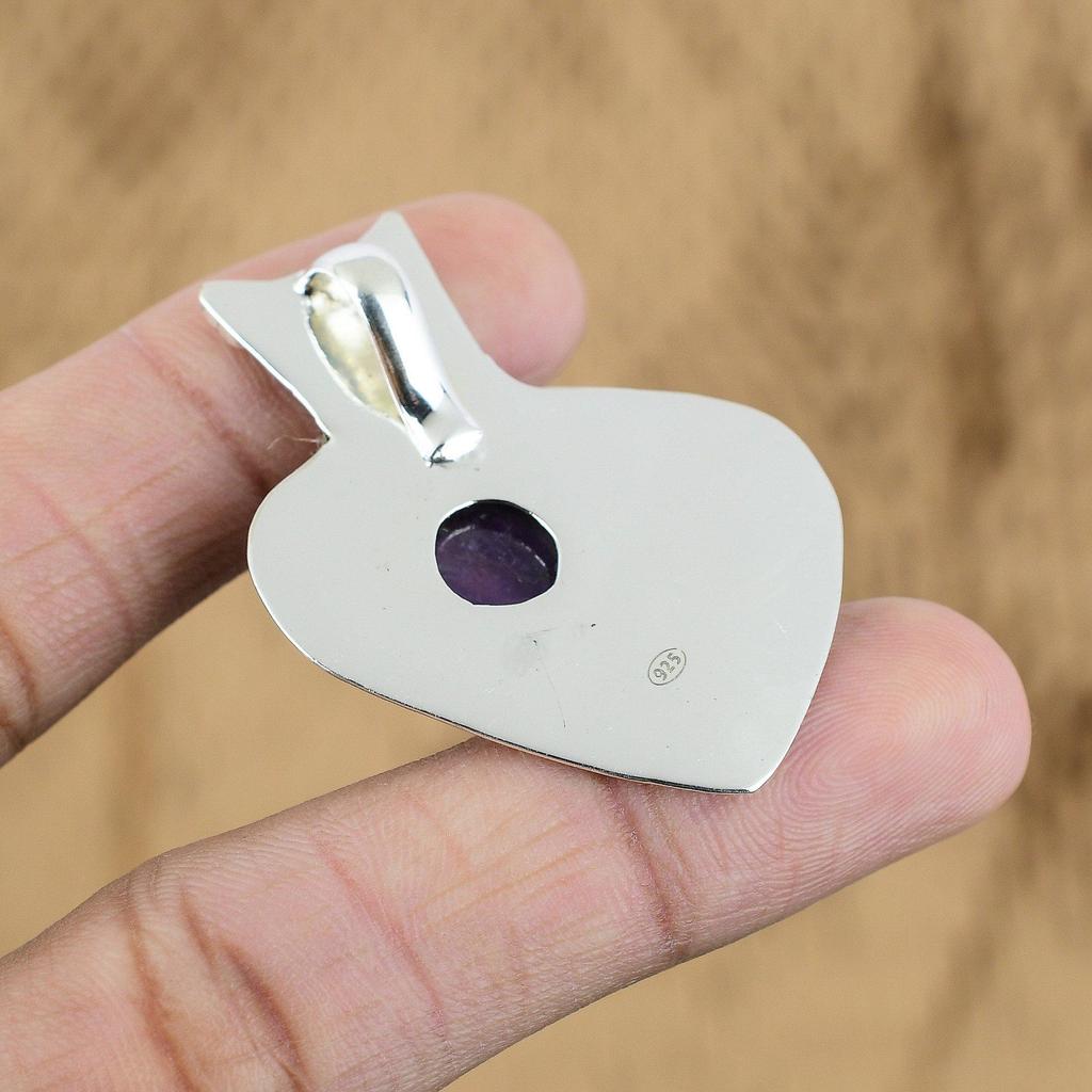 Wedding Gift For Her 925 Silver Natural Chevron Amethyst Gemstone Pendant