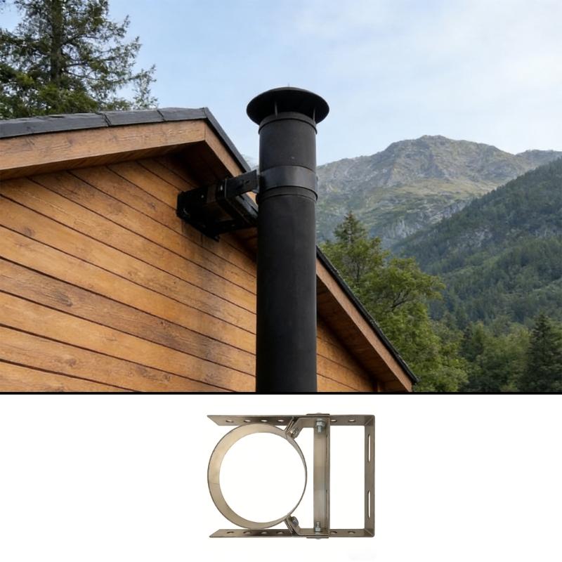 Premium 1.8MM Thick Metal Flue Support Attachment Small Style For Wall Mounting Safety