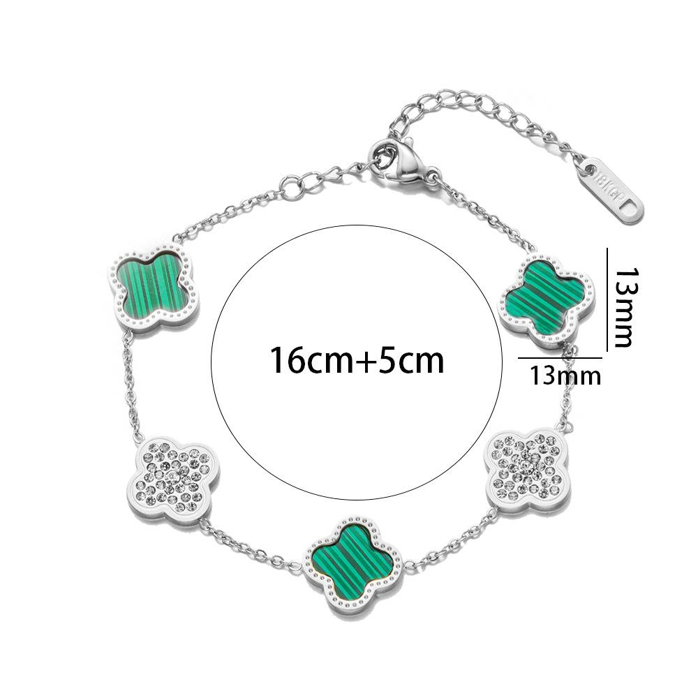 18K Titanium Steel Four-Leaf Clover Bracelet Fashion Charm Hand Jewelry Five-Leaf Bracelet
