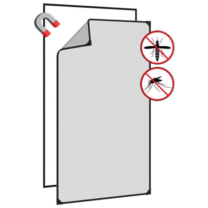 Moustiquaire pour fenêtre - Maison Exclusive - Magnétique - 80 x 140 cm - Fibre de verre anthracite