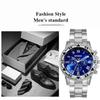 Sporty Watch Set 3pcs Men's Quartz Watch Set Men's Bracelet Men's Necklace Stainless Steel Bracelet Set Casual Watch for Men