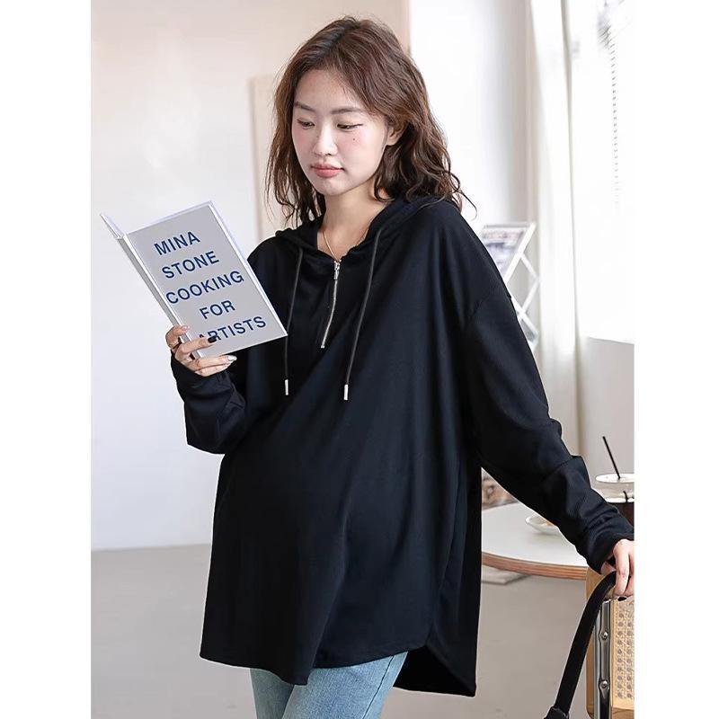 2025 Loose Maternity Hoodie Sweatshirt & Pants Set - Dark Grey