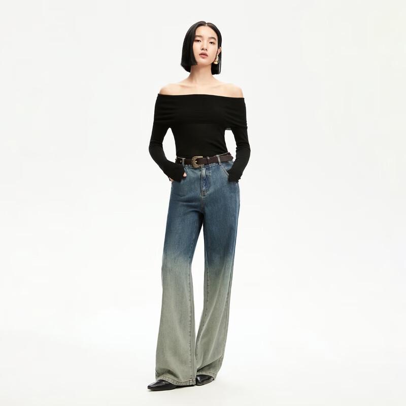 

VEROMODA Women s Loose Straight Gradient Washed Jeans S