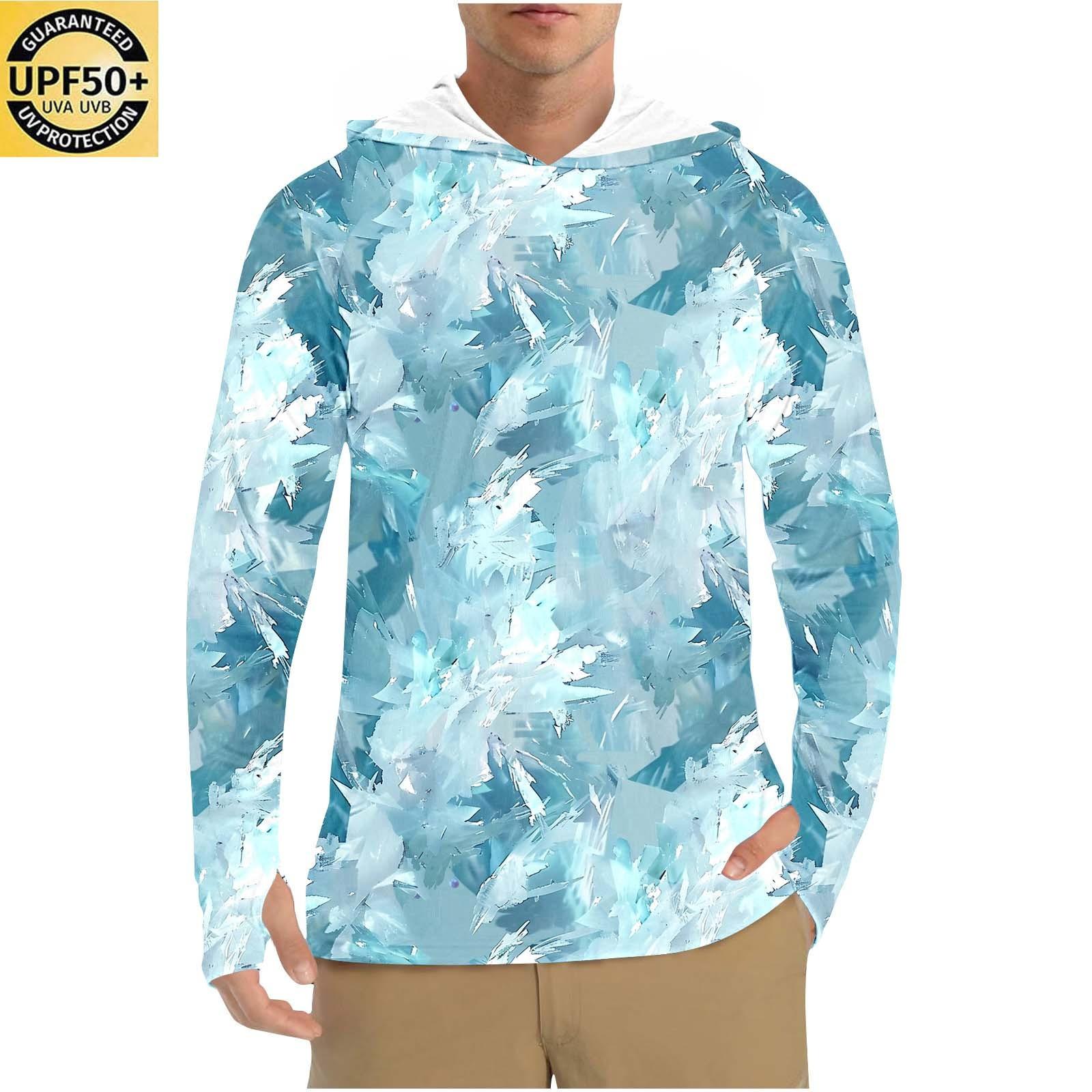 

Мужская рубашка с защитой от солнца UPF50+, быстросохнущая рубашка с длинным рукавом, рубашка для бега, тренировок, рыбалки XL небесно-голубой