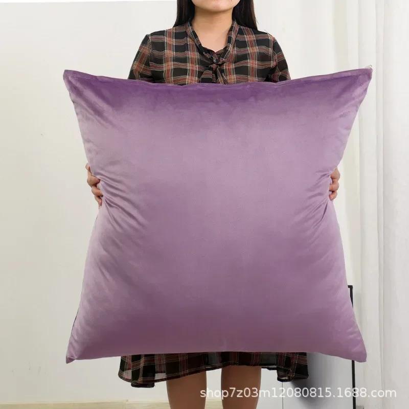 

50x50cm/60x60cm Soft Velvet Large Square Pillow Cover Sofa Cushion Living Room Back Bedside Cushions Case Protector Solid Color 45x45cm