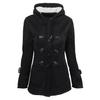 Winter Women Coat Hooded Thick Cotton Blend Jacket Cow Horn Button Autumn