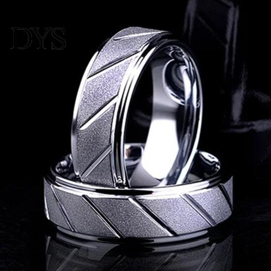 Men Fashion Matte Geometric Band Finger Ring Wedding Engagement Jewelry Gift