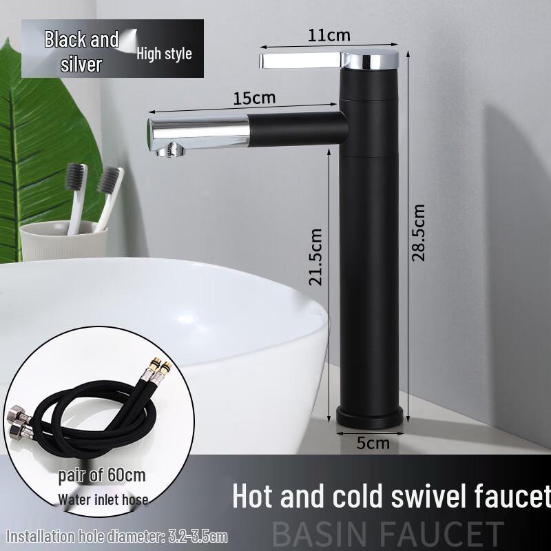 

TLXT Black Bathroom 360 Swivel Hot & Cold Water Faucet