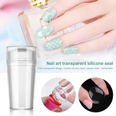 1 Set Nail Art Stempel mit Nagelschaber Abnehmbares Design Transparentes Silikon