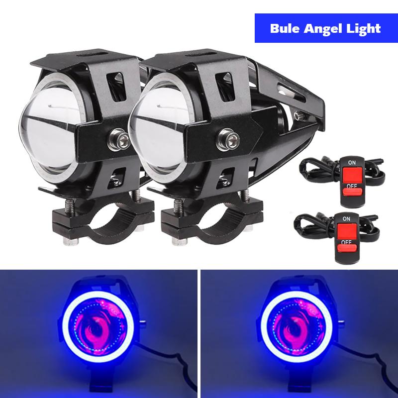 U7 LED Motorcycle Headlight Angel Eyes Spotlight Headlamp Super Bright Fog Lights Spotlights U7 Mini Moto Auxiliary Driving Lamp