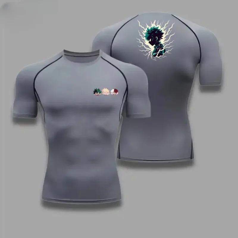 Fitness Sportswear Teenagers Tshirt Izuku Midoriya Graphic Tops Men Training Clothes Boys Compression Running Basketball Clothes