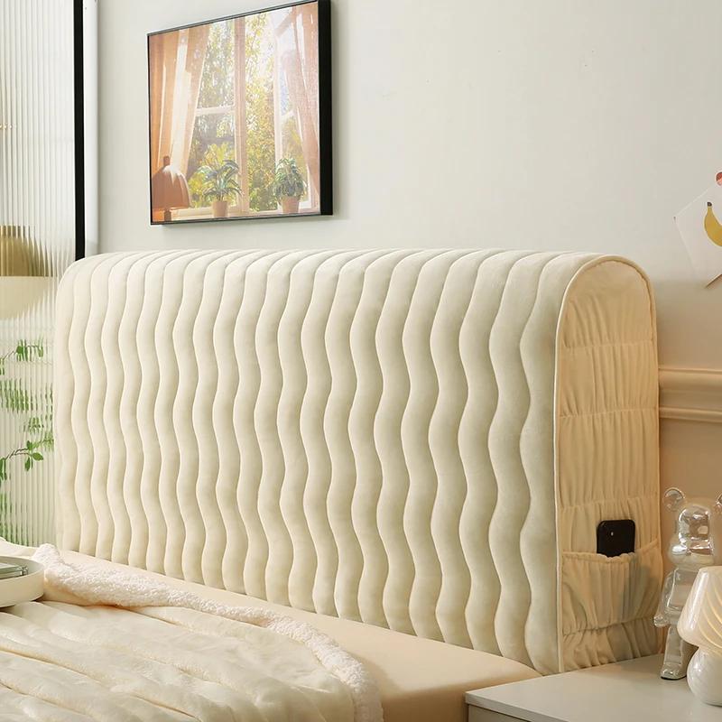 

2025 New bedside cover Thickened Dutch fleece soft bag bedside cover Dust Wooden bed protectiveCover ugly 1.2m бежевый