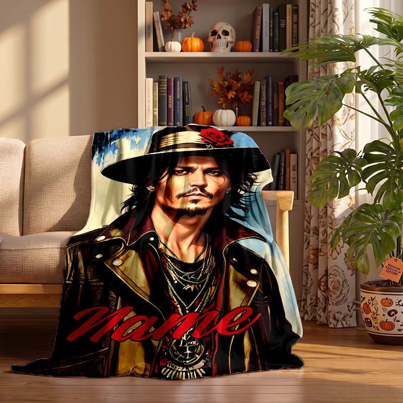 Coperte di flanella personalizzate Johnny Depp Morbidi Caldi Accoglienti Plaid per Arredamento Casa Regali di Festa