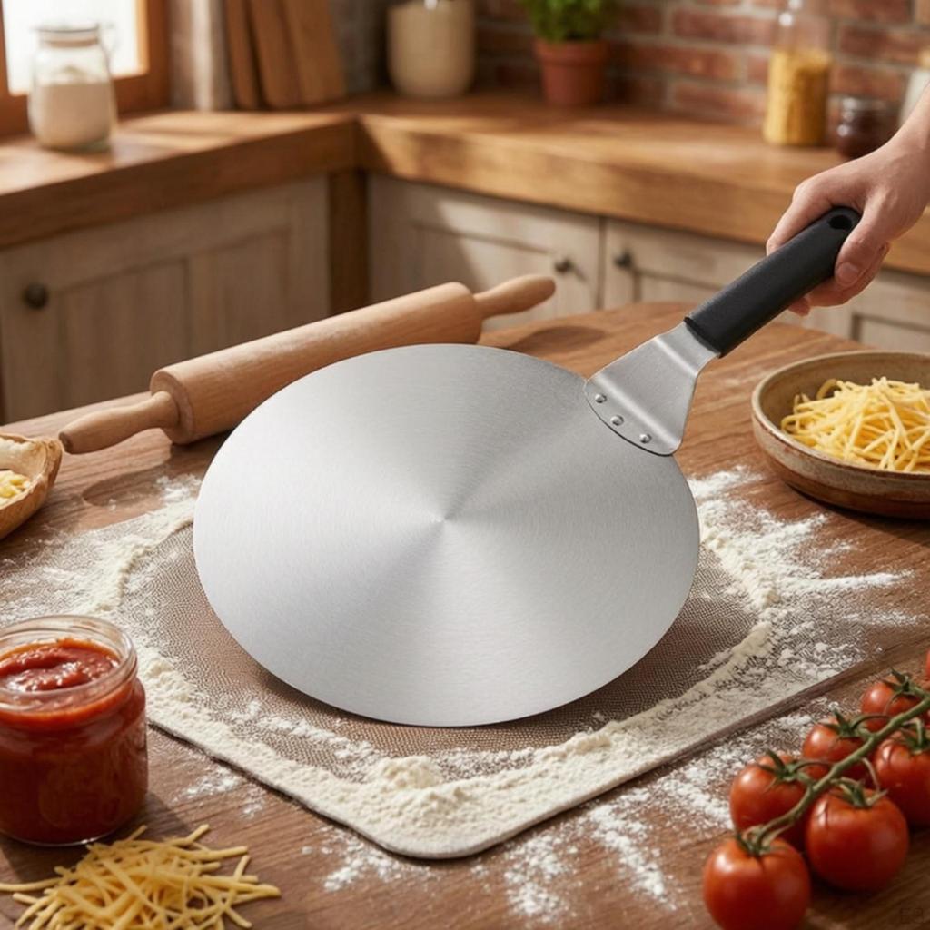 Stainless Steel Pizza Peel Easy To Clean with Handle Flatbread Holder for Home Cooks,