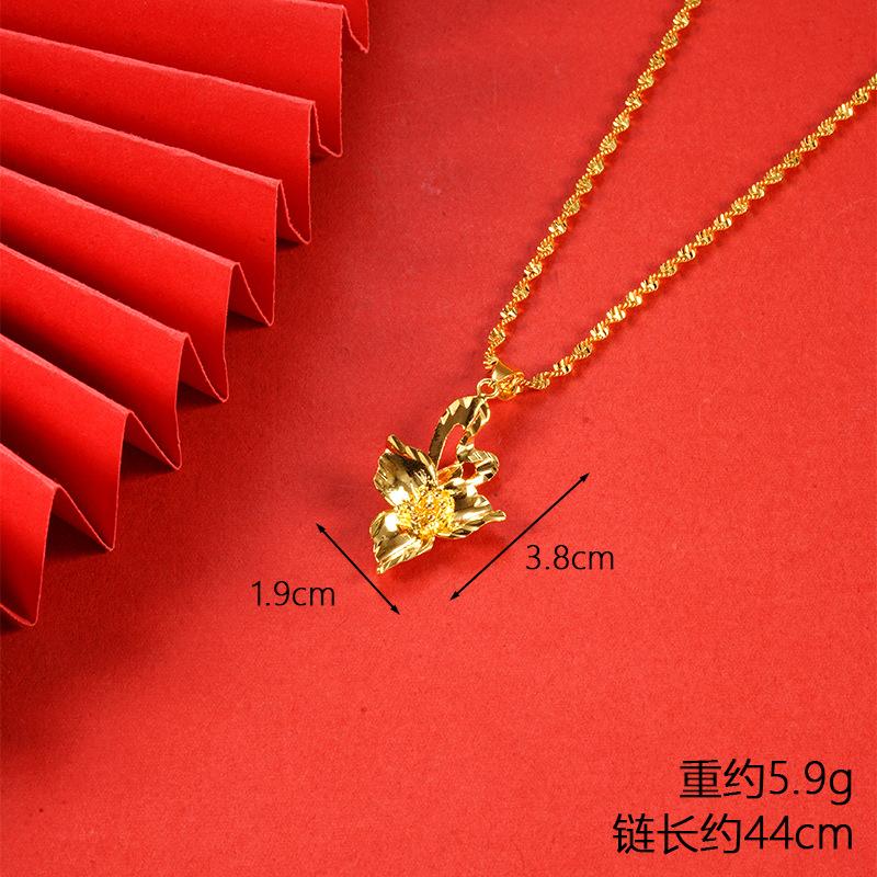 Vietnamese gold-plated necklace for women, long-lasting color, vintage heart-shaped imitation gold jewelry, copper alloy accessory, new clavicle
