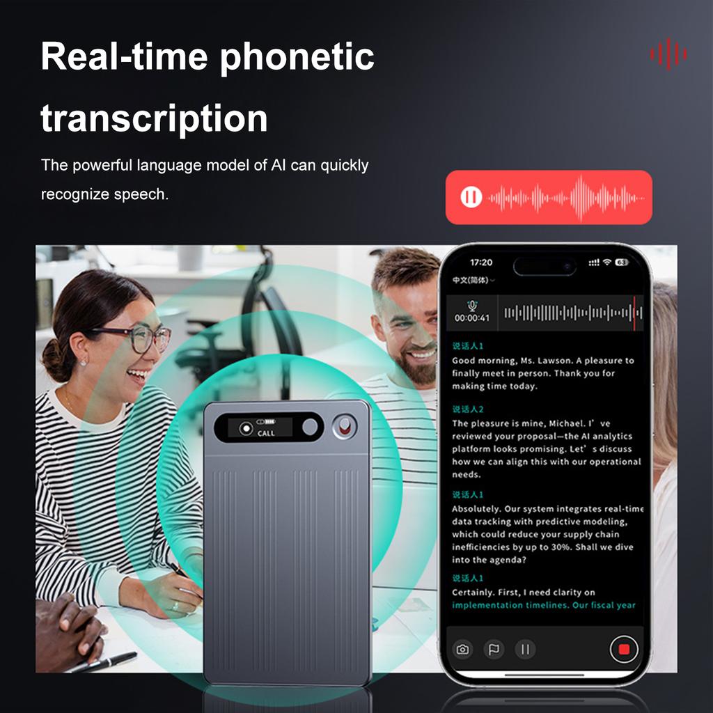 64G AI Voice Recorder Portable AI Notetaking Device with Case Language Translation Device Support 134 Languages Audio Dictaphone
