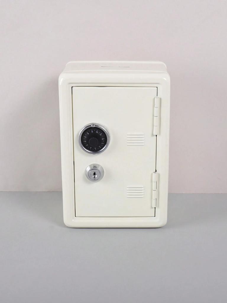 Locking Piggy Bank - Dual Combo & Key Lock Mini Safe, Personal Small Storage Box For Coins, Cash, Jewelry Collection