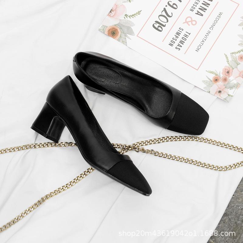 Escarpins à talons hauts pour femmes d'hôtesse de l'air, bout carré, talon épais, 2025, professionnels, travail d'hôtel, noir souple, travail, chaussures simples, confortables pour les déplacements