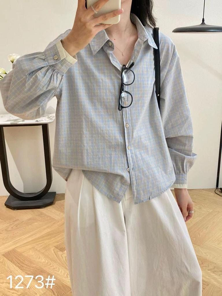 2026 Spring Women's Retro Plaid Long Sleeve Shirt - Fresh, Clean, Casual Japanese Jacket Style