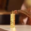 Retro Blazing Crushed Ice Gold Bar Pendant Versatile Women’s Clavicle Chain