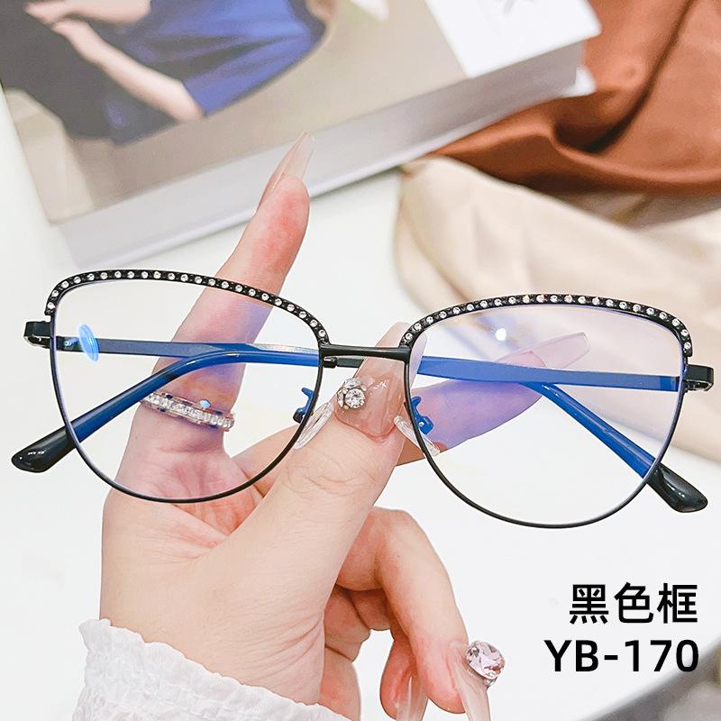 

Latest Metal Material Anti Blue Light Glasses Stylishable Cat Eye Flat Lenses Oversized Frame Computer Eyeglasses Oculos De Grau Feminino