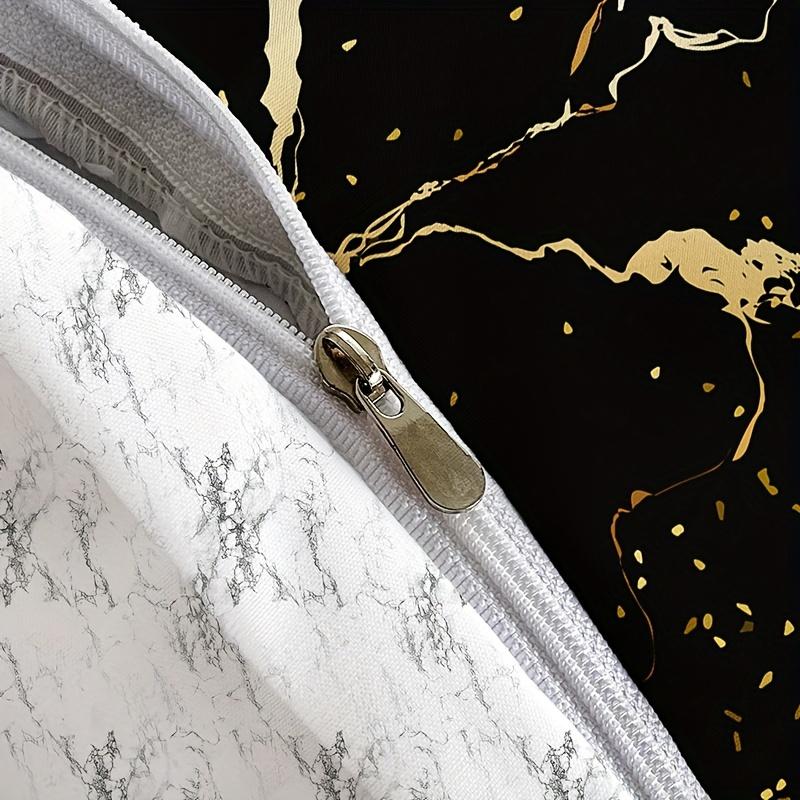 3-częściowy zestaw poszewek na kołdrę w stylu mody, brązujący marmurowy zestaw pościeli z piórami, miękka i wygodna poszewka na kołdrę, do sypialni, pokoju gościnnego
