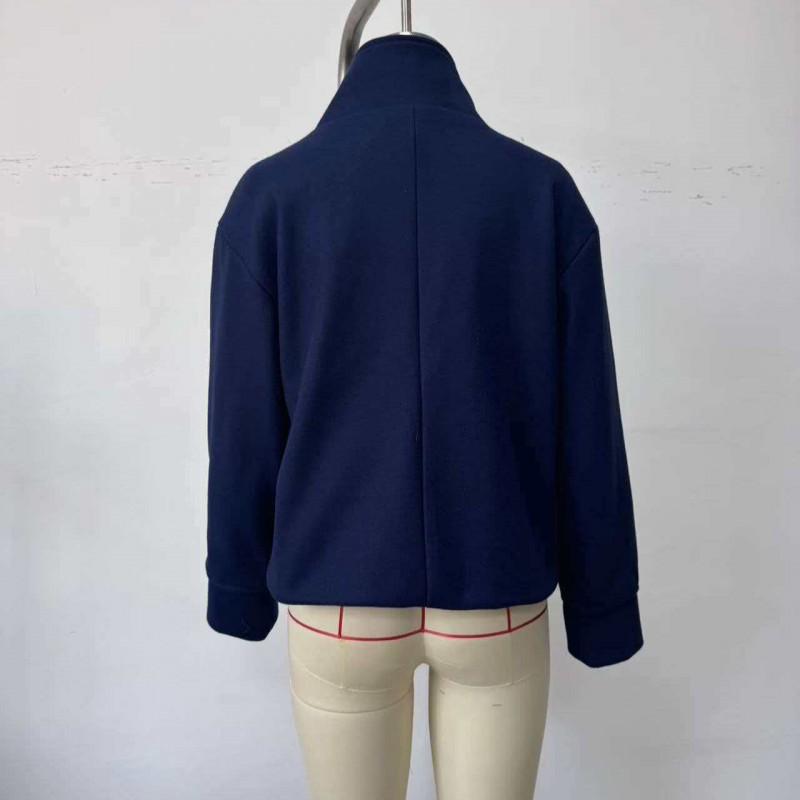 Womens Wool Blend Short Coat With Button Detail Stand Collar Slim Fit Winter Office Wear