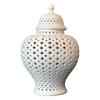Ceramics Gingers Jar with Lid Decorative Flower Vases Cutout Lattice Crafts for Home or Kitchen Countertops Decoration