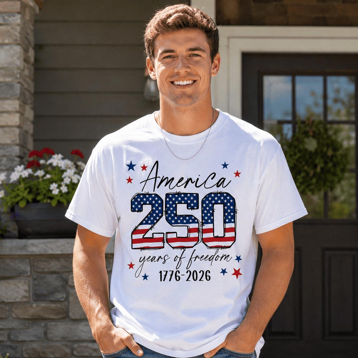 USA 250th Anniversary America 250 Years of Freedom 1776-2026 T-Shirt L