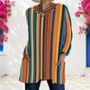 Women Plus Size White Polka Dot Printed Round Neck Long Sleeve Loose Longline T Shirt With Pockets