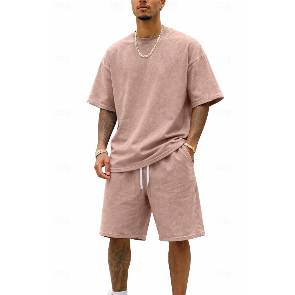 Men's T-shirt set, sports suit, shorts T-shirt set, casual two-piece set, daily wear