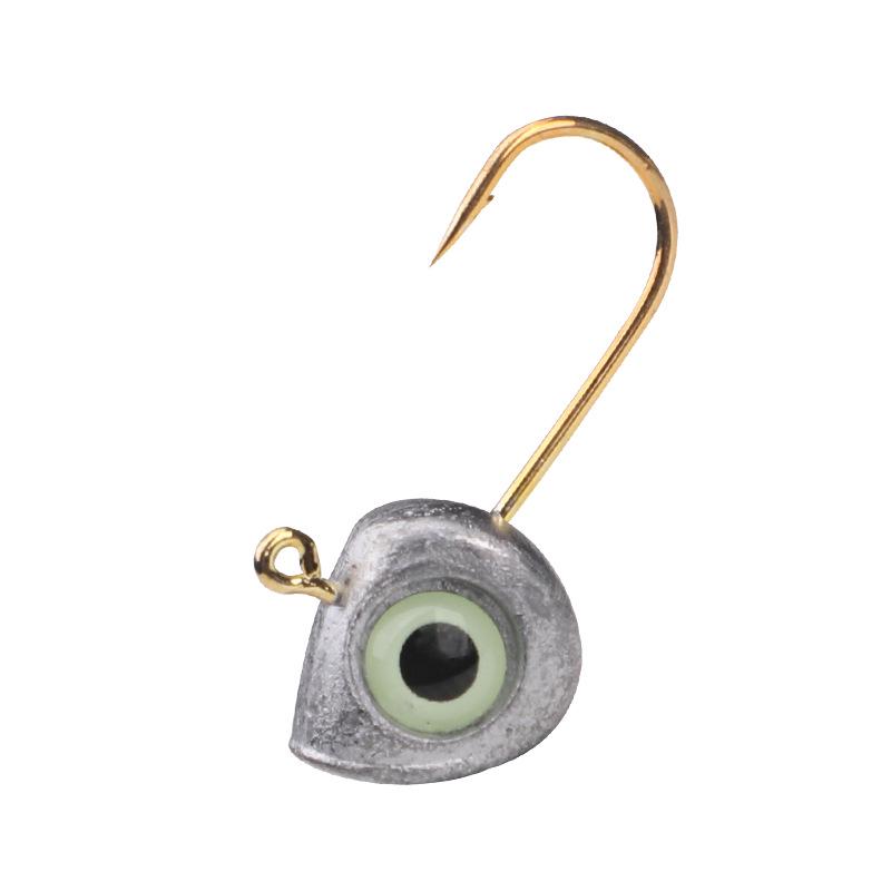 Glow-in-the-Dark Fish Eye Lead Head Hook: Small Gold, Reinforced, Anti-Snag for Freshwater & Saltwater Fishing Lures
