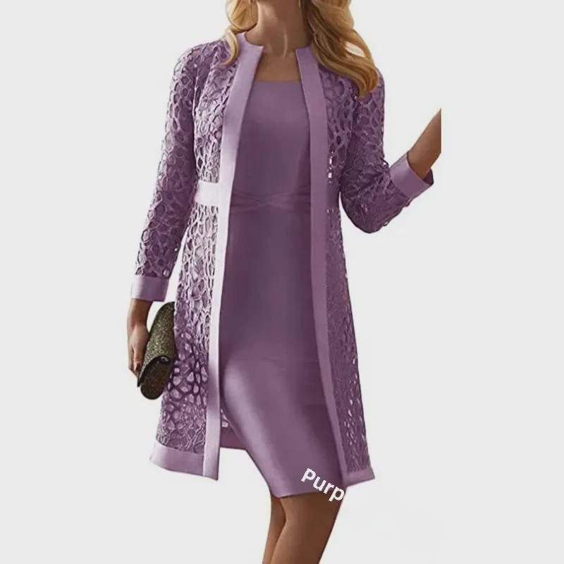 Women's Lace Cardigan Dress with Two Coats