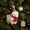 Holiday Gift for Kids Plush White Sheep Christmas Ornament, Cute Knit Hat Lamb Tabletop Decoration, Soft Knitted Accessories Fabric Hanging