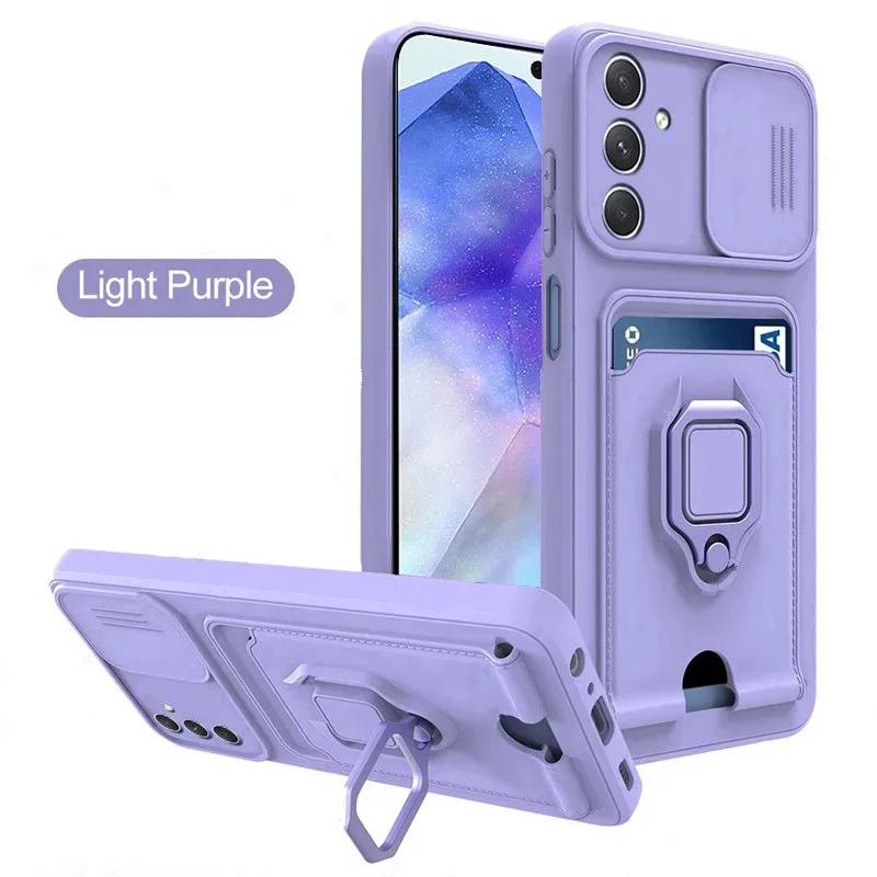 Ring Holder Card Slot Case For Samsung Galaxy A55 A54 A34 A24 A14 A35 A25 A15 A73 A53 A33 A23 A13 A72 A52 A32 A22 A71 A51 Cover