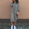 Women's Casual Long Sleeve Hooded Pocket Loose Sweatshirt Dress