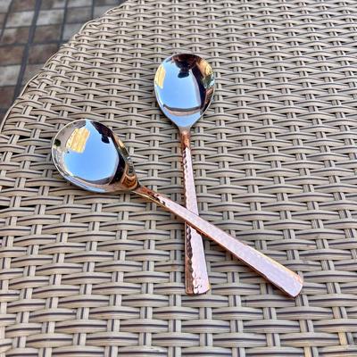 Servierlöffel-Set aus Edelstahl und Kupfer, Metall, für Küche, Esszimmer und Besteck, Stahl und Kupfer, metallisches Finish