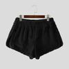 INCERUN Women Elastic Waist Shorts Furry Splits Side Mini Pants Home Wear