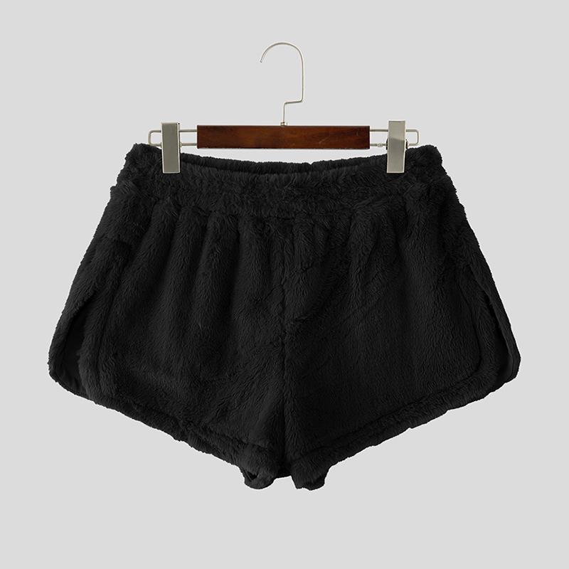 INCERUN Women Elastic Waist Shorts Furry Splits Side Mini Pants Home Wear