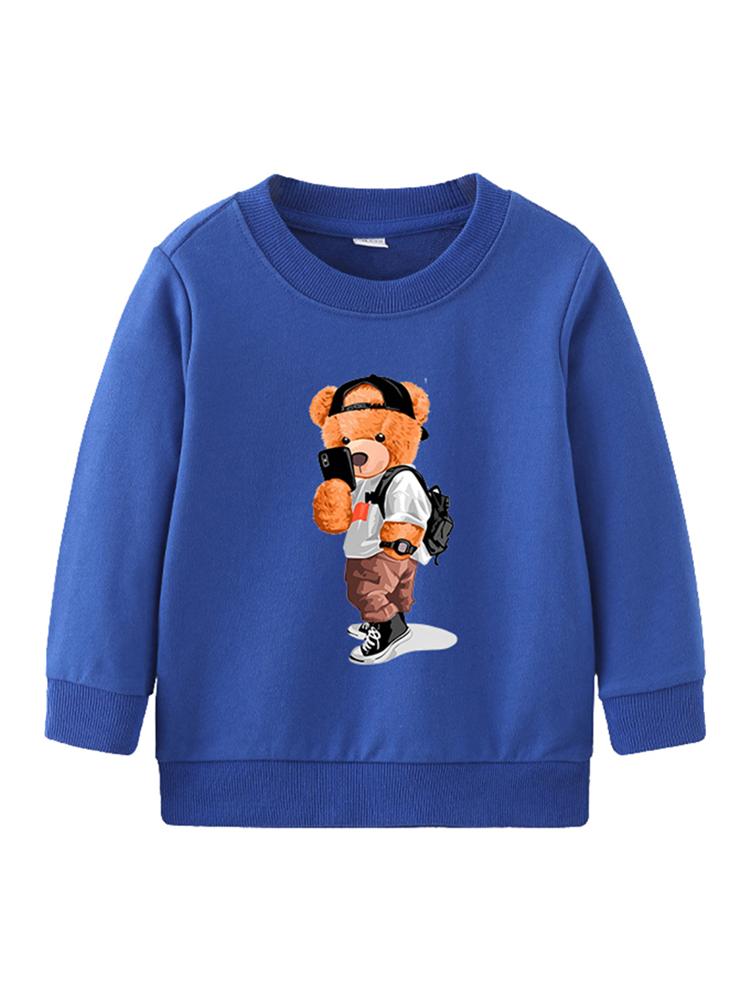 

Детская весенне-осенняя рубашка с длинными рукавами, детский повседневный пуловер, толстовка с капюшоном и принтом медведя, хлопковый топ с круглым вырезом для мальчиков и девочек 90cm жёлтый