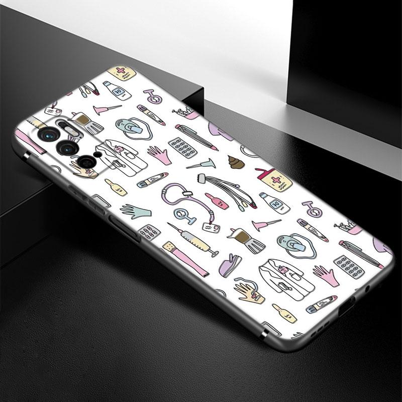 Cartoon Medicine Doctor Nurse Case For Xiaomi Redmi Note 7 8 9 10 Lite 11 11E 11T 12 Pro 11S 4G 10T 5G 8T 9S 10S Black Cover
