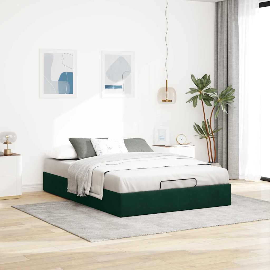 Ottoman Bed Without Mattress Dark Green 140x200 Cm Velvet