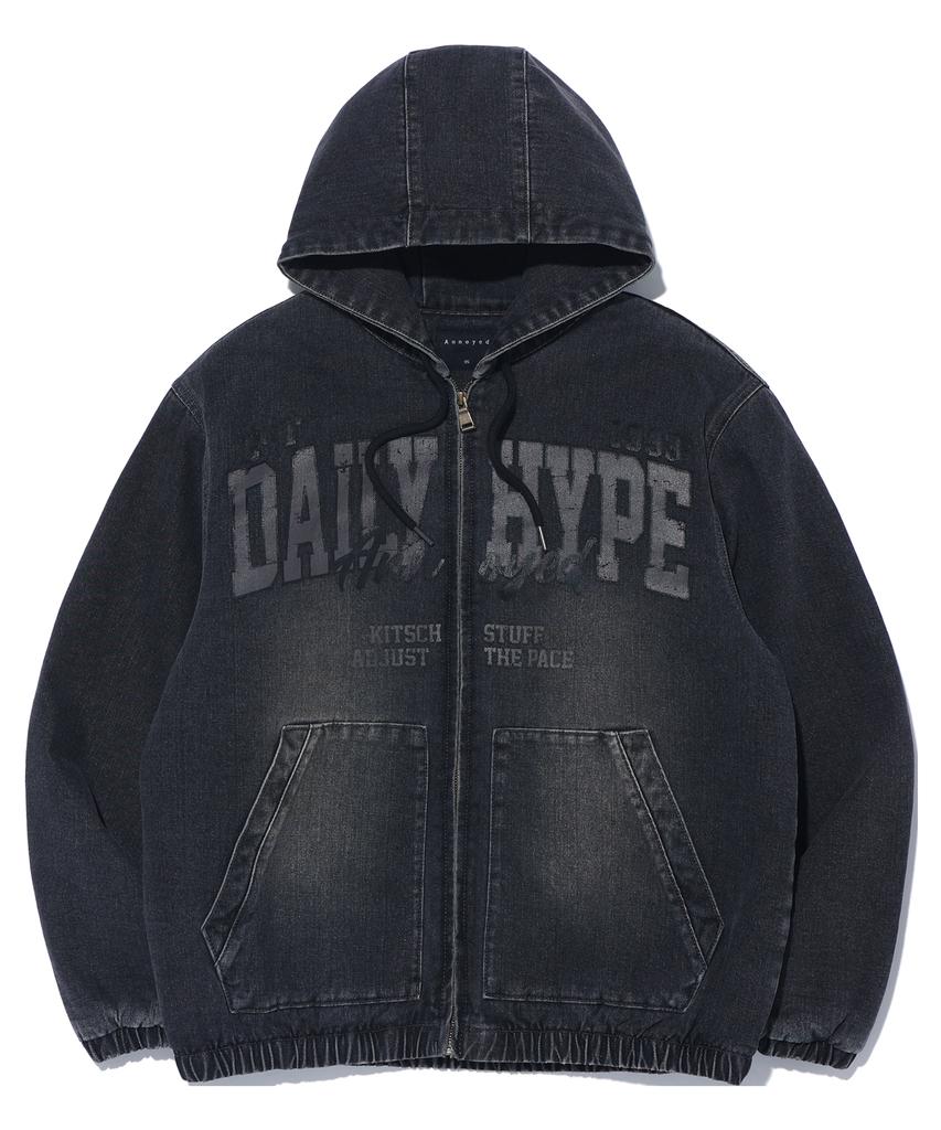 Annoyed Daily Denim Padded Hoodie Zip-Up Lq1Ju024_Black