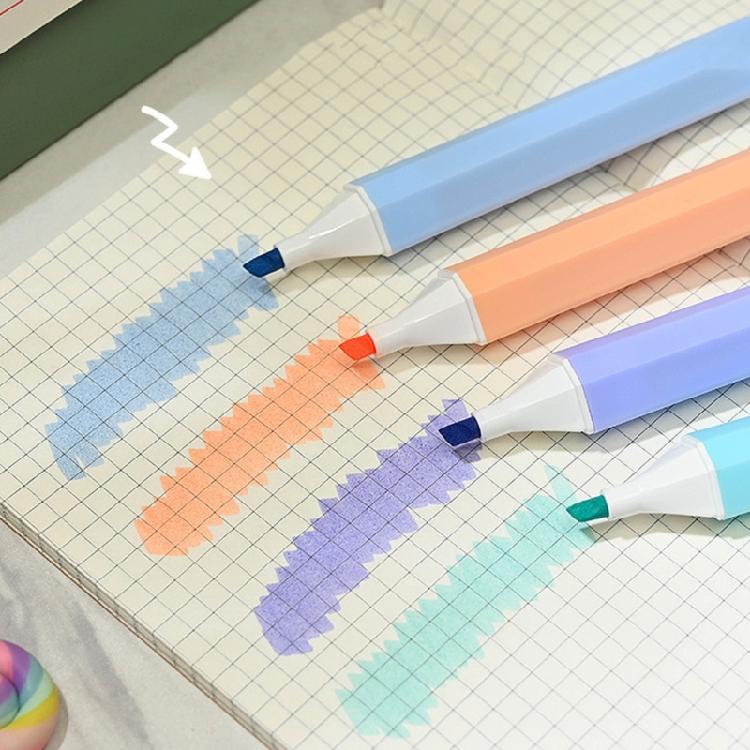 4 Pieces Ergonomic Grip Highlighter 4 Color Soft Chiseled Tip Highlighter Marker for Scrapbooking Journal Card Making