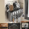 Wall Mounted Kitchen Storage Rack Organizer No Punching Knife Fork Spoon Drain Chopstick Holder With Hook Tableware Sorting Box