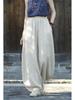 Women's Retro Ramie Sand-Washed Distressed Loose Lantern Pants for Meditation and Tai Chi