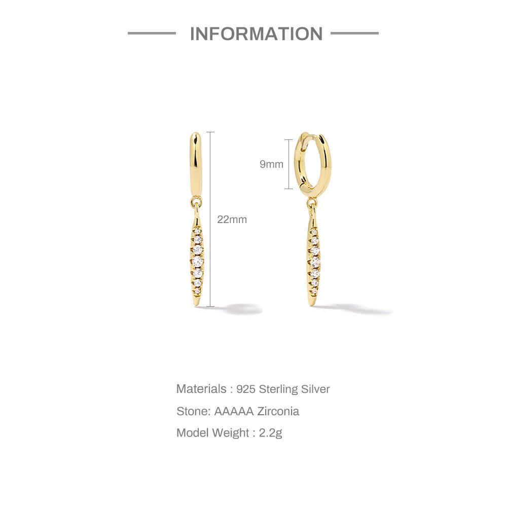 S925 Sterling Silver Vertical Dense Nail Street Hip Hop Pendant Fashion Earrings Earrings