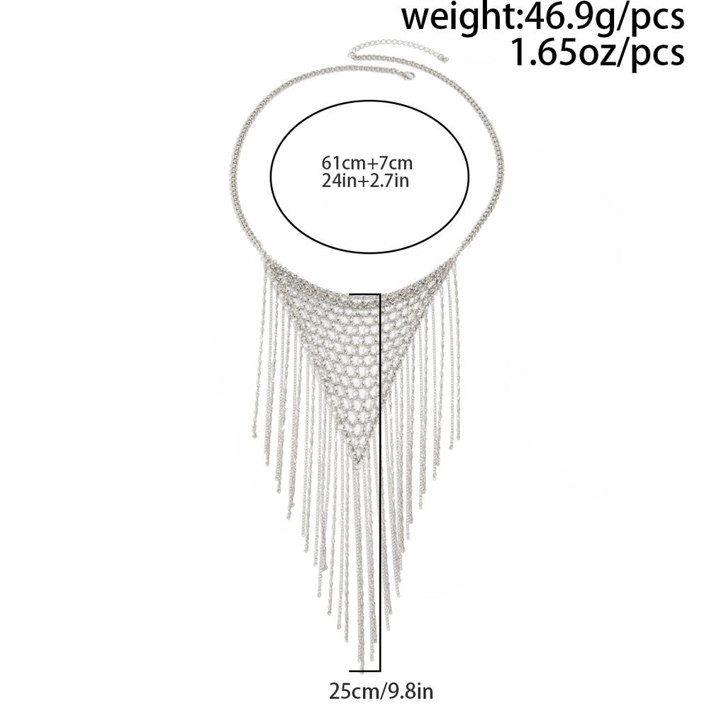 Salircon Exaggerated Bohemian Style Multilayer Long Tassels Chains Necklaces Women Hip Hop Fashion Y2k Geometric Chain Jewelry