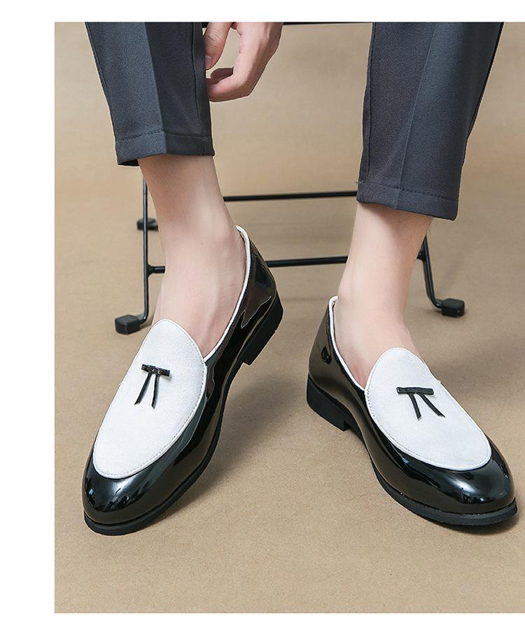 Men's British Style Slip-On Leather Loafers: Plus Size, Color Block, Pointed Toe, Bow Detail, Formal & Casual.